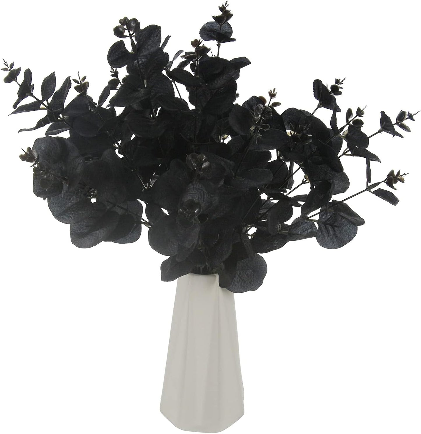 5 Pcs Black Artificial Eucalyptus Stems Faux Eucalyptuses Branches Black Leaf Halloween Centerpiece Halloween Home Decor (Black, 5)