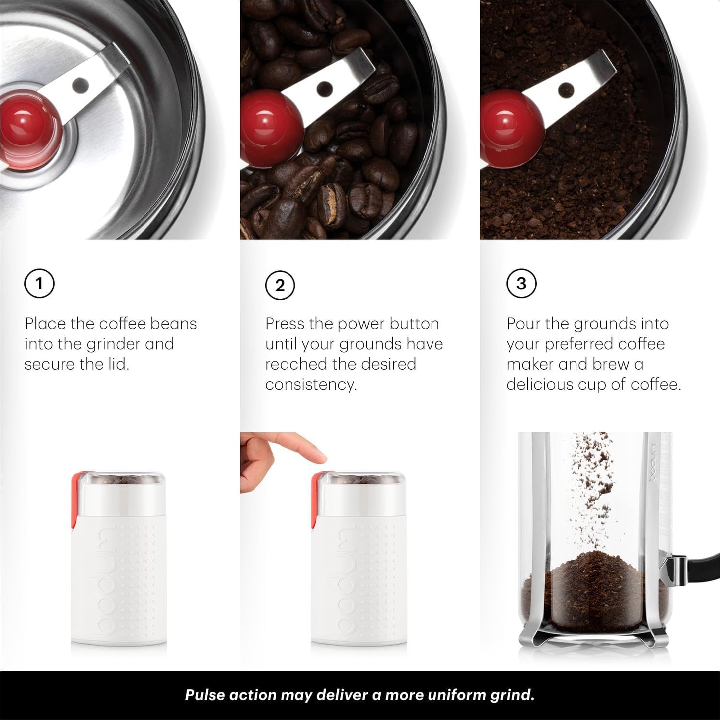 Electric Blade Coffee Grinder, White