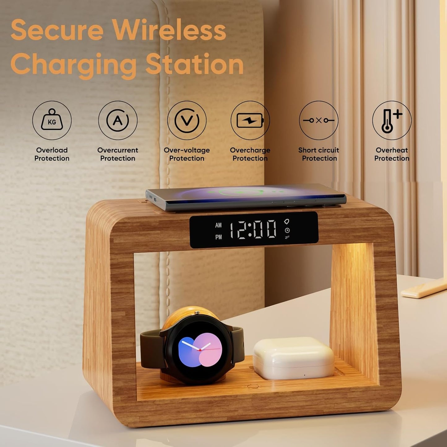 Wireless Charger Station for Samsung, Fast Charging Station with LED Light for Samsunglandroid Phone. Wireless Phone Charger Station Only for Samsung Watch