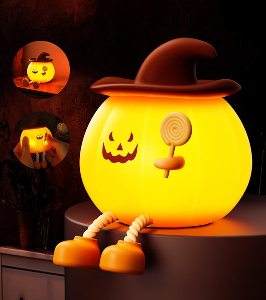 Upgraded Pumpkin Magic Night Light, Timer Function + 3-Level Brightness Adjustment Touch-Controlled Bedside Lamp, Usb-Charged Soft Silicone Children'S Nursery Night Light, Halloween Decoration & Gift