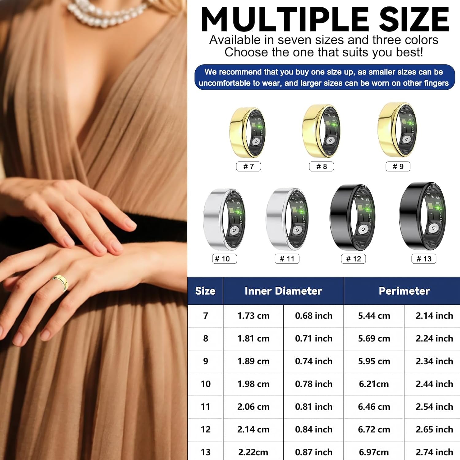Smart Ring Grey for Women Men,Fitness Tracker Ring,Heart Rate,Blood Oxygen,Blood Pressure,Step Tracker,Sleep Monitoring,No Subscription Fee,Ip68 Waterproof,for Iphone&Android