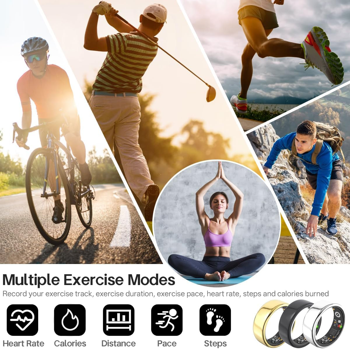 Smart Ring Grey for Women Men,Fitness Tracker Ring,Heart Rate,Blood Oxygen,Blood Pressure,Step Tracker,Sleep Monitoring,No Subscription Fee,Ip68 Waterproof,for Iphone&Android