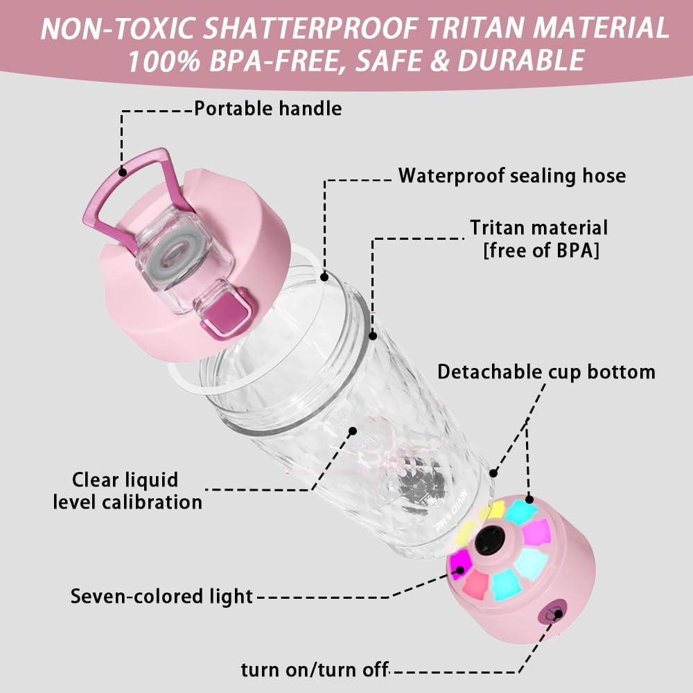 Electric Protein Shaker Bottle, USB Rechargeable Mixing Cup, Water Drink Mixer Portable Bottles for Gym Sport, Bpa-Free Tritan, 22Oz