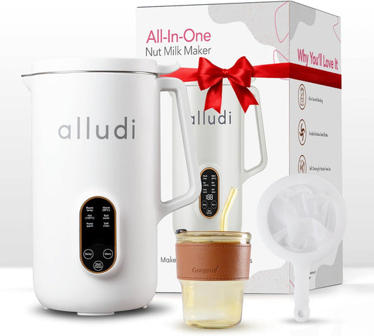 Automatic 10 in 1 Nut Milk Maker Machine 27 Oz | Homemade Coconut, Oat, Almond Milk, Plant Based Beverages | Soybean Machine with Delay Start, Self-Cleaning & Boil Water | E-Recipe Cookbook, White