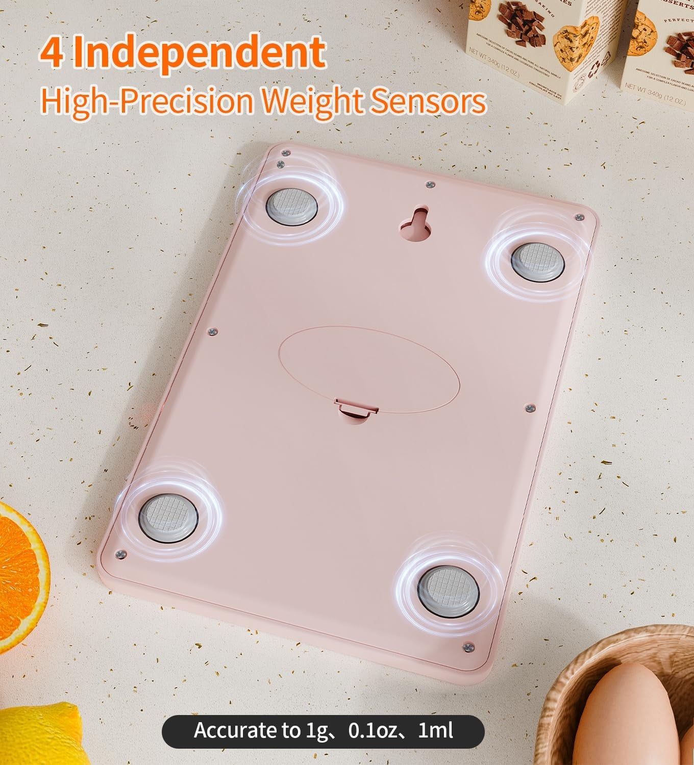 Food Scale Pink -33Lb Digital Kitchen Scale for Food Ounces Grams Rechargeable 306 Stainless Steel,Batteries and Type-C Charging