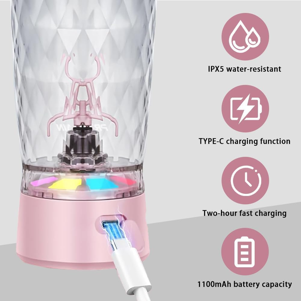 Electric Protein Shaker Bottle, USB Rechargeable Mixing Cup, Water Drink Mixer Portable Bottles for Gym Sport, Bpa-Free Tritan, 22Oz