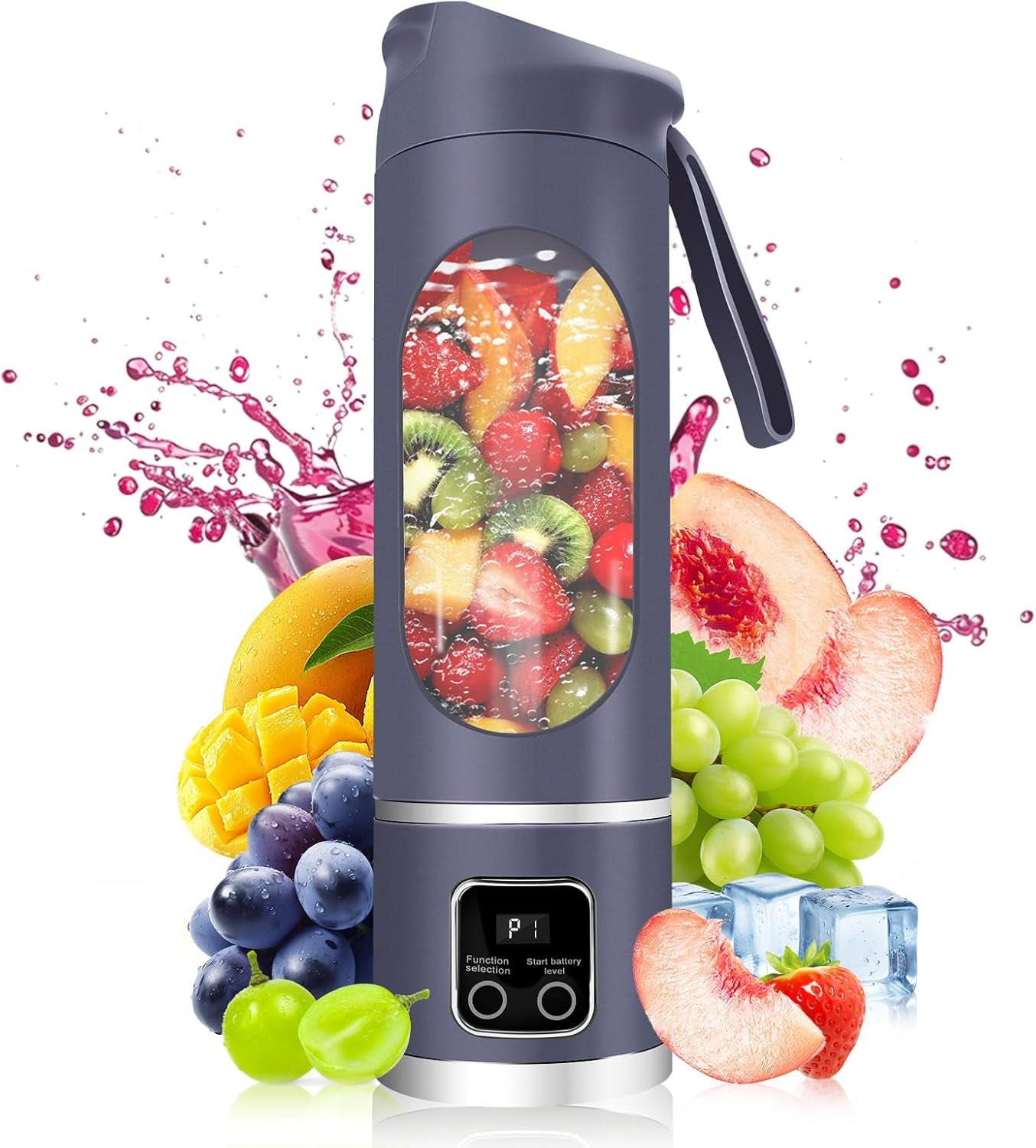 Portable Blender Personal Electric USB,500ML Portable Juicer Shakes and Smoothies Blender,Small Blenders,Mixing,Compact、Convenient and Versatile (Purple)