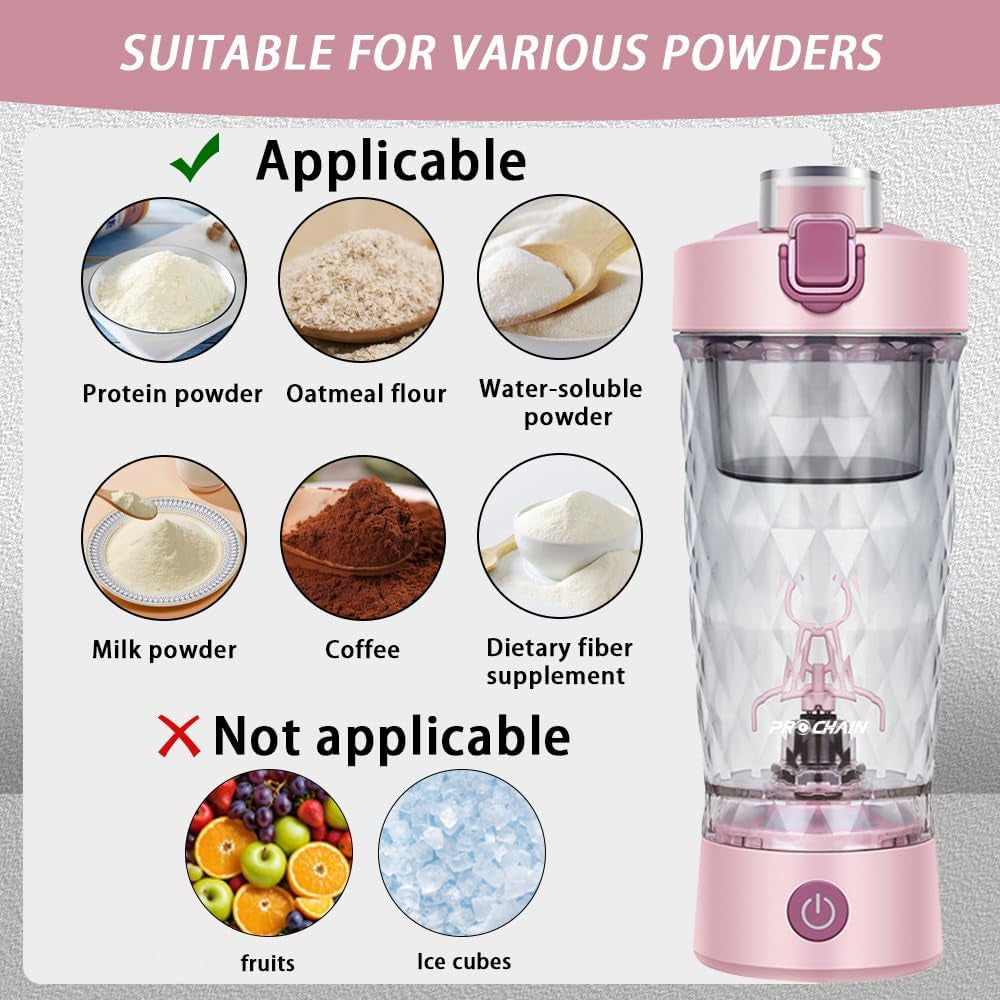 Electric Protein Shaker Bottle, USB Rechargeable Mixing Cup, Water Drink Mixer Portable Bottles for Gym Sport, Bpa-Free Tritan, 22Oz