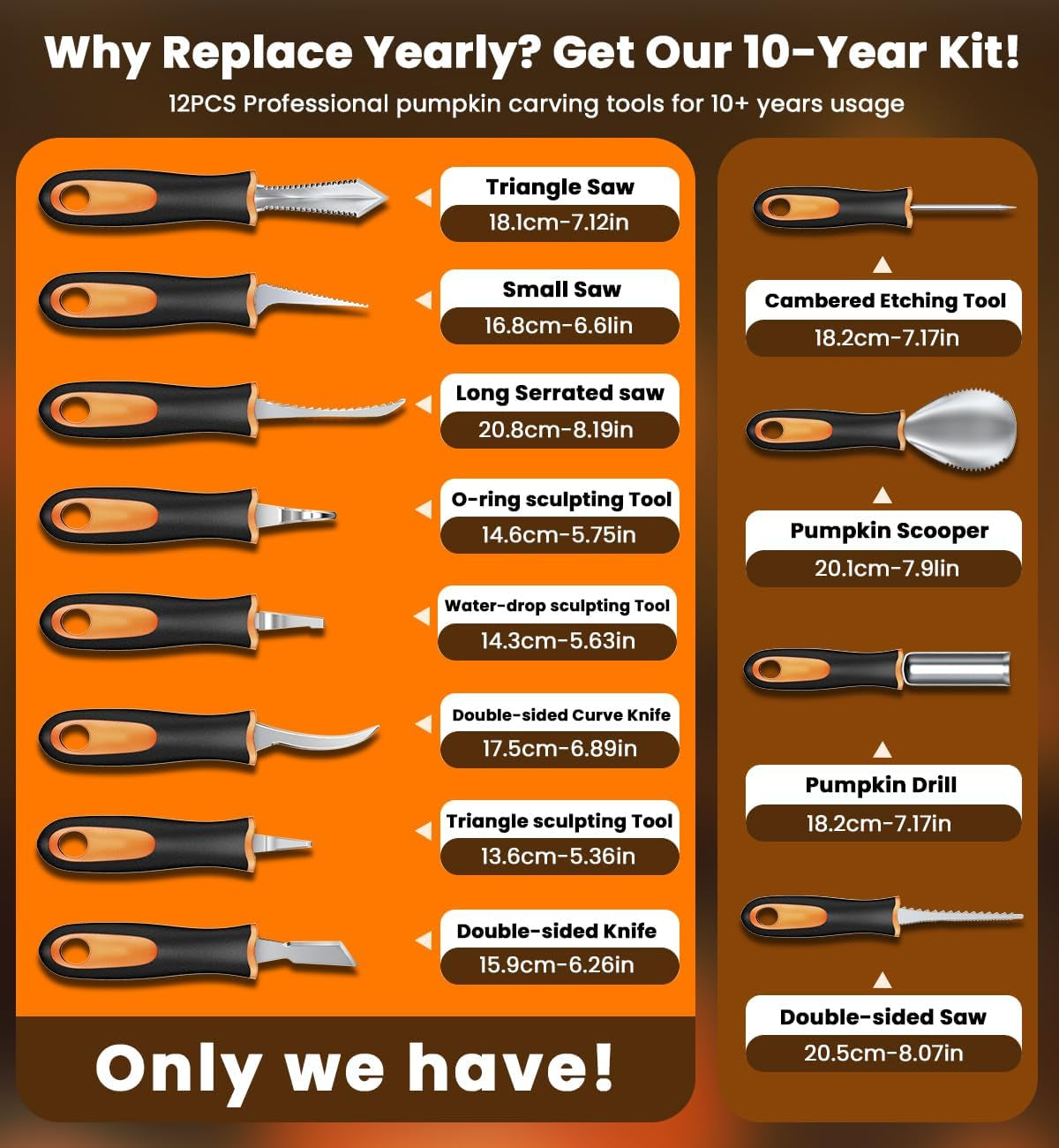 Pumpkin Carving Kit Tools for Halloween - 13Pcs Professional Heavy Duty Pumpkin Carving Tools with Stainless Steel Knife Set with Carrying Case for Halloween Decoration Jack-O-Lanterns for Kids Adults