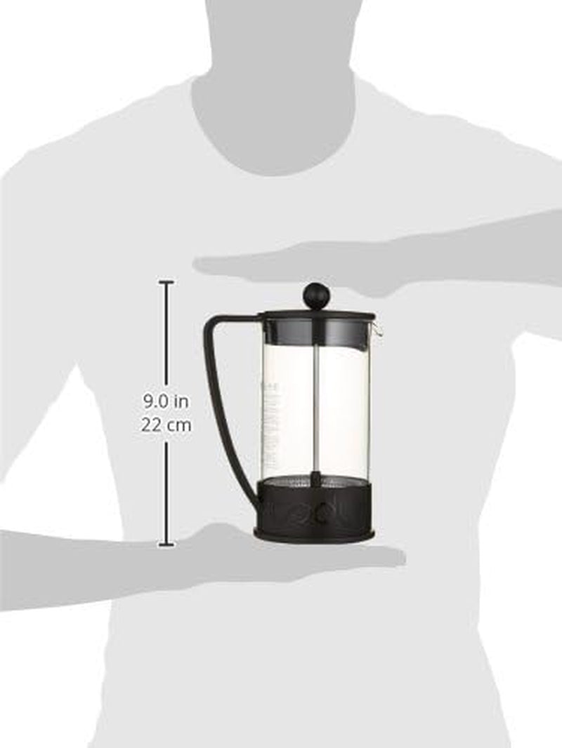 34Oz Brazil French Press Coffee Maker, High-Heat Borosilicate Glass, Black - Made in Portugal