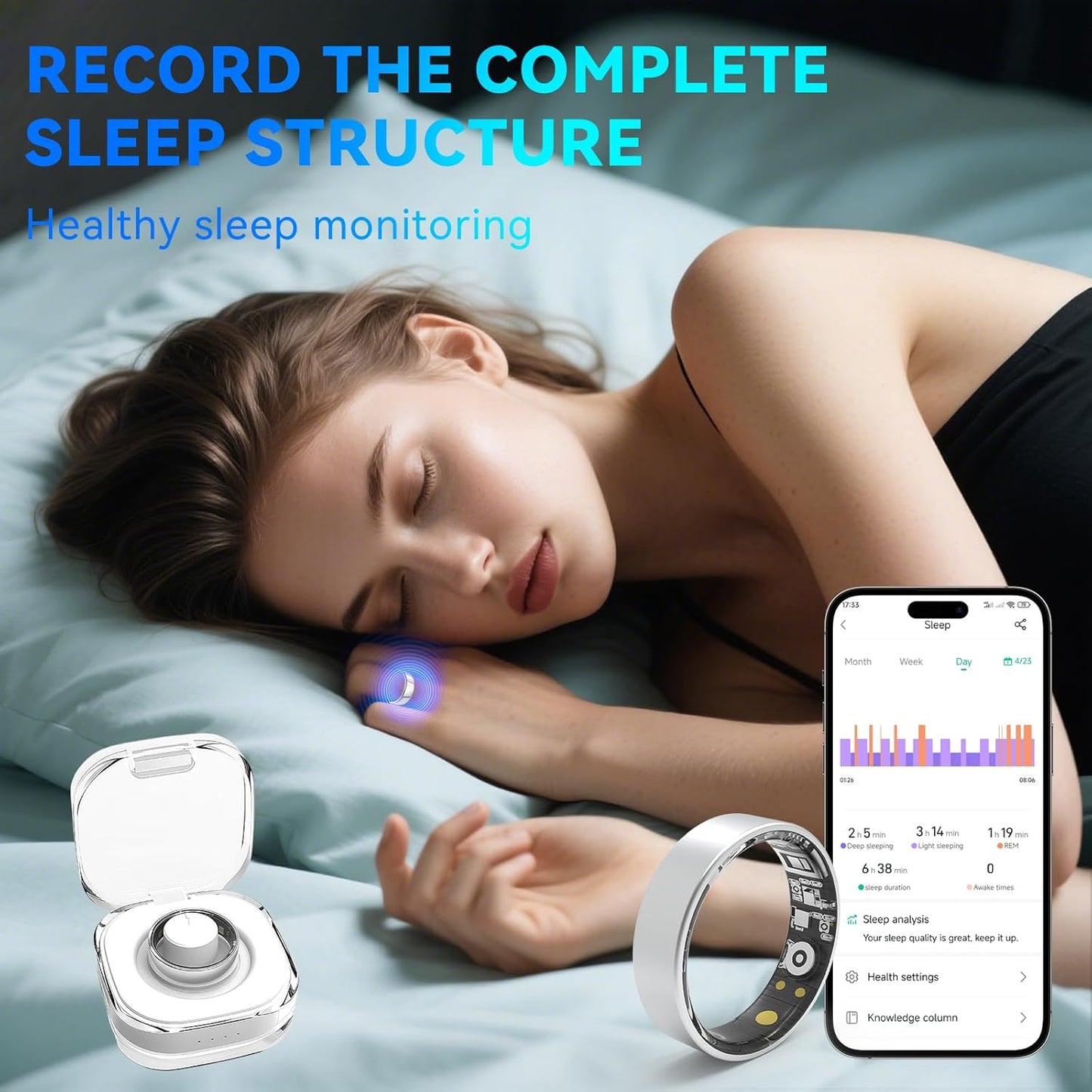 Smart Ring Grey for Women Men,Fitness Tracker Ring,Heart Rate,Blood Oxygen,Blood Pressure,Step Tracker,Sleep Monitoring,No Subscription Fee,Ip68 Waterproof,for Iphone&Android