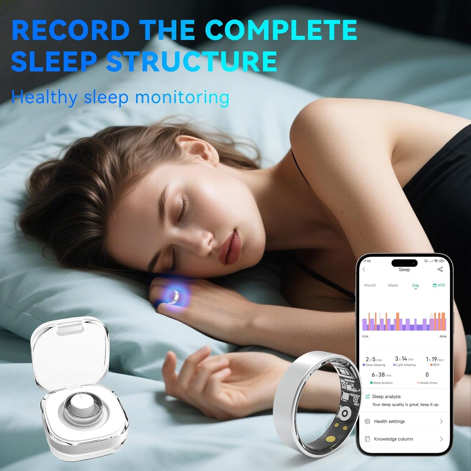 Smart Ring Grey for Women Men,Fitness Tracker Ring,Heart Rate,Blood Oxygen,Blood Pressure,Step Tracker,Sleep Monitoring,No Subscription Fee,Ip68 Waterproof,for Iphone&Android