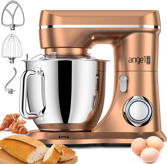 Stand Mixer,10-Speed 5QT Kitchen Electric Mixer,Tilt-Head Food Mixer with Dough Hook, Wire Whisk, Flat Beater, Stainless Steel Bowl (Champagne)