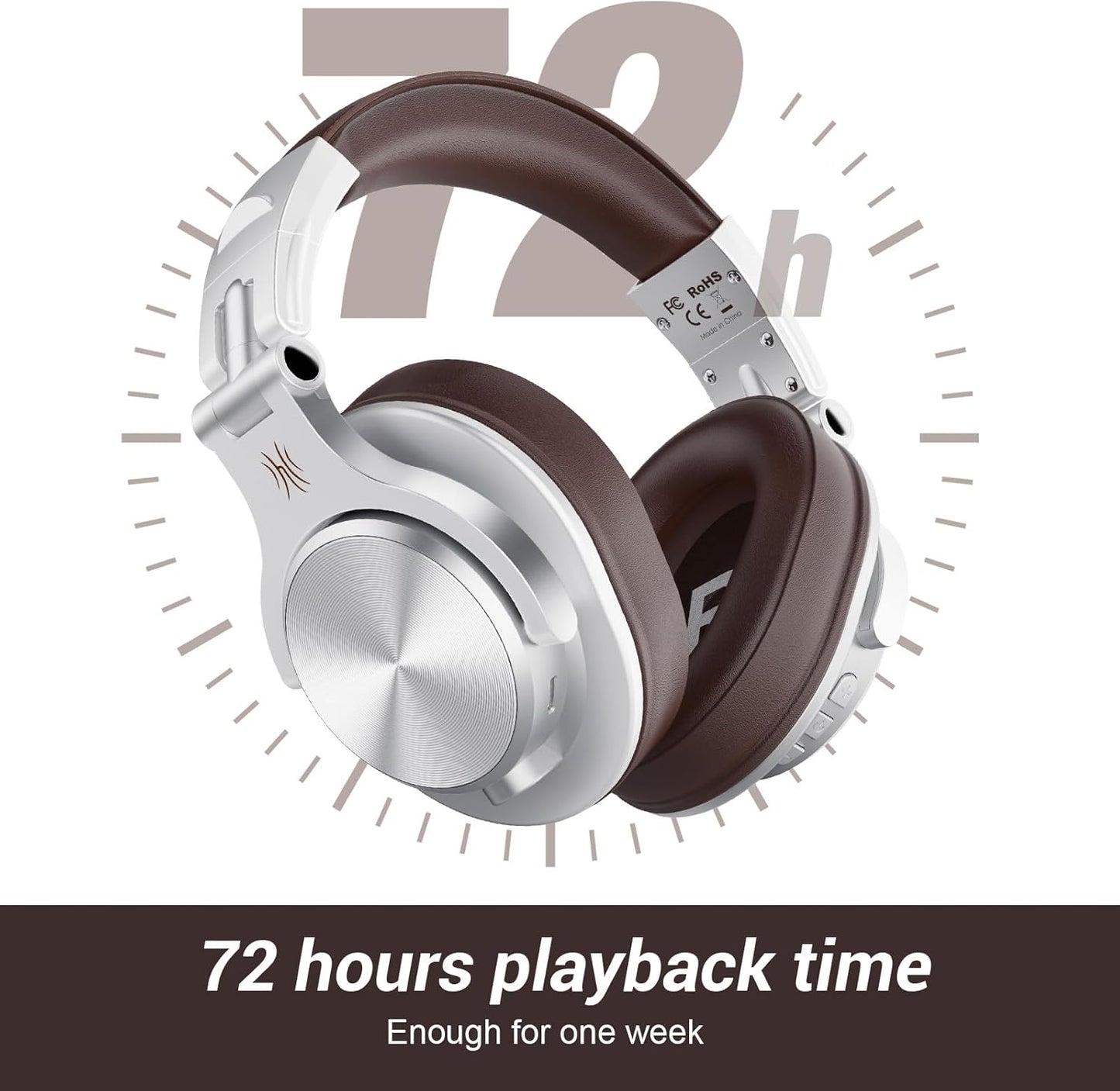 A70 Bluetooth over Ear Headphones, Wireless Headphones W/ 72H Playtime-Silver