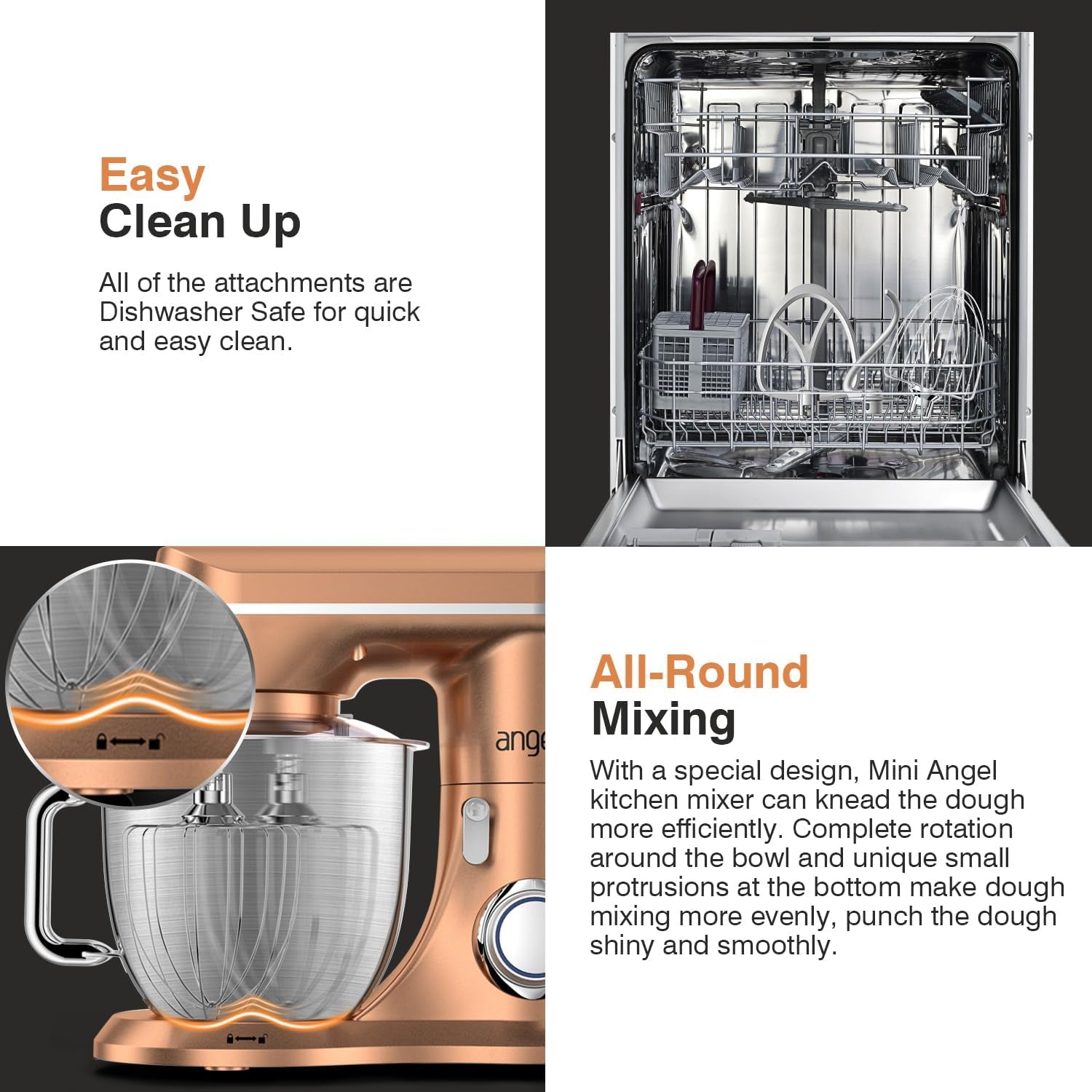 Stand Mixer,10-Speed 5QT Kitchen Electric Mixer,Tilt-Head Food Mixer with Dough Hook, Wire Whisk, Flat Beater, Stainless Steel Bowl (Champagne)