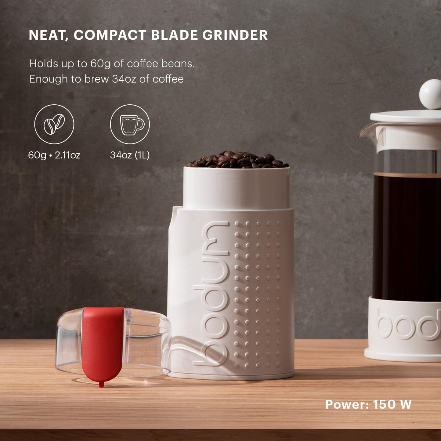 Electric Blade Coffee Grinder, White
