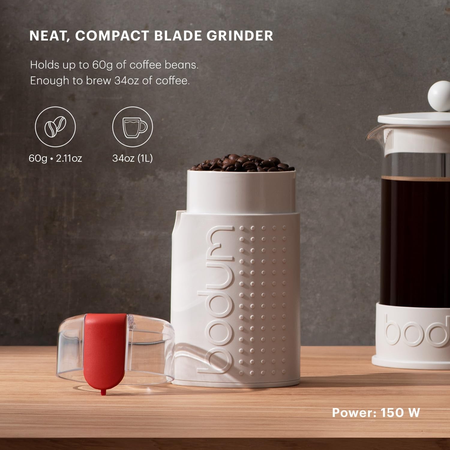 Electric Blade Coffee Grinder, White