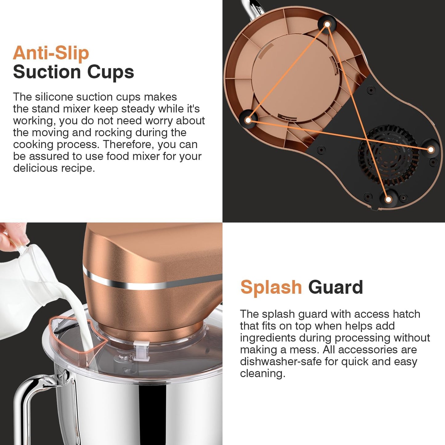 Stand Mixer,10-Speed 5QT Kitchen Electric Mixer,Tilt-Head Food Mixer with Dough Hook, Wire Whisk, Flat Beater, Stainless Steel Bowl (Champagne)