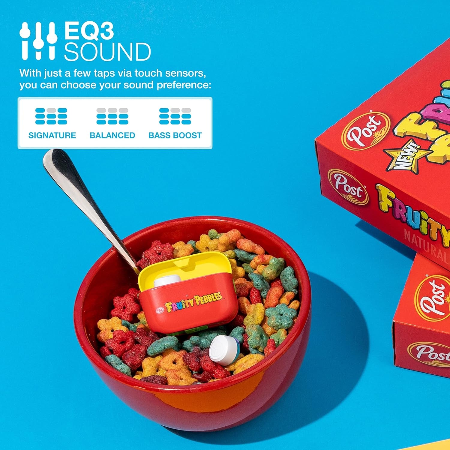 Go Air Pop+ True Wireless Earbuds, in Ear Headphones, Bluetooth Earphones, 35H Playtime Ear Buds, Bluetooth Earbuds with Microphone, USB-C Charging Case, Dual Connect, EQ3 Sound, Fruity Pebbles