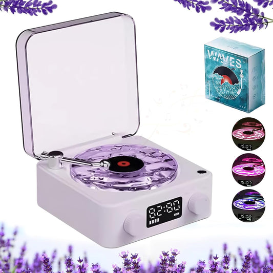 Aqua Vinyl Speaker, Waves Vinyl Bluetooth Speaker, the Waves Vinyl Player with Adjustable Light and Time for Bedroom, Office, Party, Purple