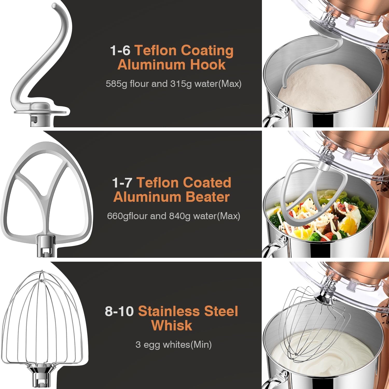 Stand Mixer,10-Speed 5QT Kitchen Electric Mixer,Tilt-Head Food Mixer with Dough Hook, Wire Whisk, Flat Beater, Stainless Steel Bowl (Champagne)