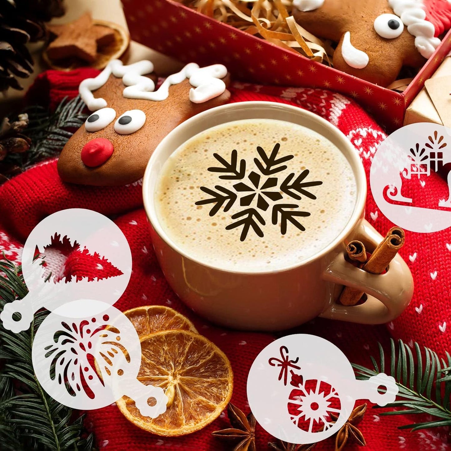 36 Pieces Reusable Christmas Cookie Cake Stencils Templates Mold Tools Cookies Baking Painting Dessert Coffee Xmas Decoration