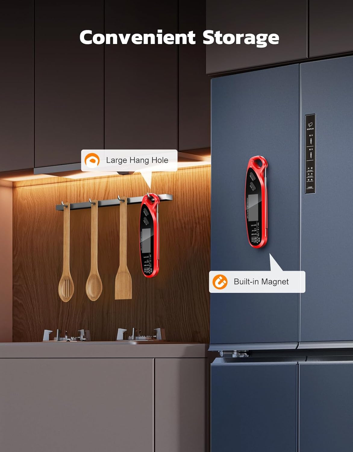 Instant Read Meat Thermometer Digital for Cooking & Grilling with Dual Probe, Kitchen Food Thermometer for Turkey Grill Smoker BBQ Oven Candy Oil Fry, Christmas Gifts Stocking Stuffers for Men