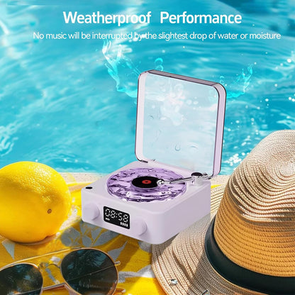 Aqua Vinyl Speaker, Waves Vinyl Bluetooth Speaker, the Waves Vinyl Player with Adjustable Light and Time for Bedroom, Office, Party, Purple