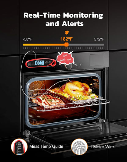 Instant Read Meat Thermometer Digital for Cooking & Grilling with Dual Probe, Kitchen Food Thermometer for Turkey Grill Smoker BBQ Oven Candy Oil Fry, Christmas Gifts Stocking Stuffers for Men