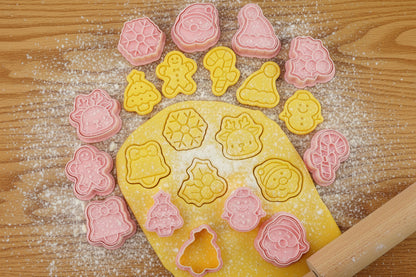 10 Piece Mini Christmas Cookie Cutters, 3D Raised Design Cookie Stamps, Mini Gingerbread, Snowflake, Snowman, Candy Baking Molds, Christmas Ornament Cookie Cutter Set(Christmas-1)