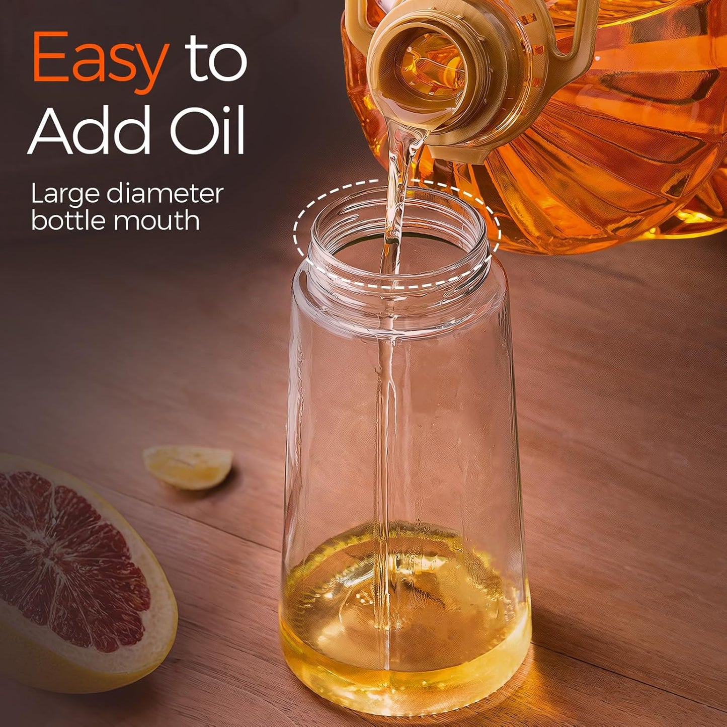 16Oz/470Ml Glass Olive Oil Sprayer for Cooking with Stickers, 2 in 1 Oil Dispenser for Kitchen Gadgets, Food Grade Premium Spray Bottle with Portion Control for Salad, Frying, BBQ (Black)