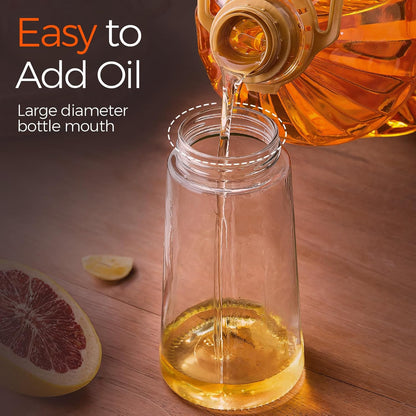 16Oz/470Ml Glass Olive Oil Sprayer for Cooking with Stickers, 2 in 1 Oil Dispenser for Kitchen Gadgets, Food Grade Premium Spray Bottle with Portion Control for Salad, Frying, BBQ (Black)