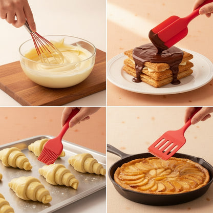 - Kitchen Utensil Set - Cooking Tools, Whisk, Brush (RED)