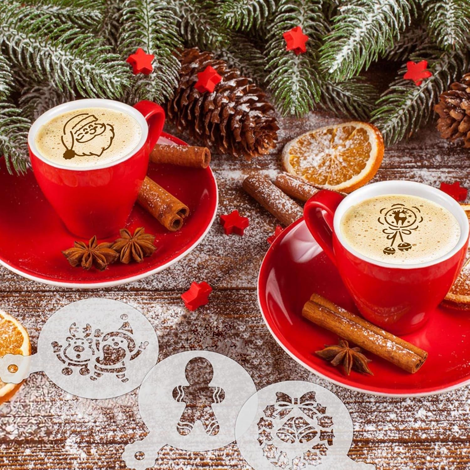 36 Pieces Reusable Christmas Cookie Cake Stencils Templates Mold Tools Cookies Baking Painting Dessert Coffee Xmas Decoration