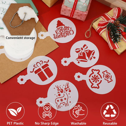 36 Pieces Reusable Christmas Cookie Cake Stencils Templates Mold Tools Cookies Baking Painting Dessert Coffee Xmas Decoration