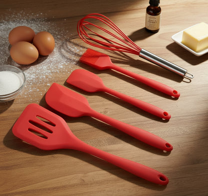 - Kitchen Utensil Set - Cooking Tools, Whisk, Brush (RED)