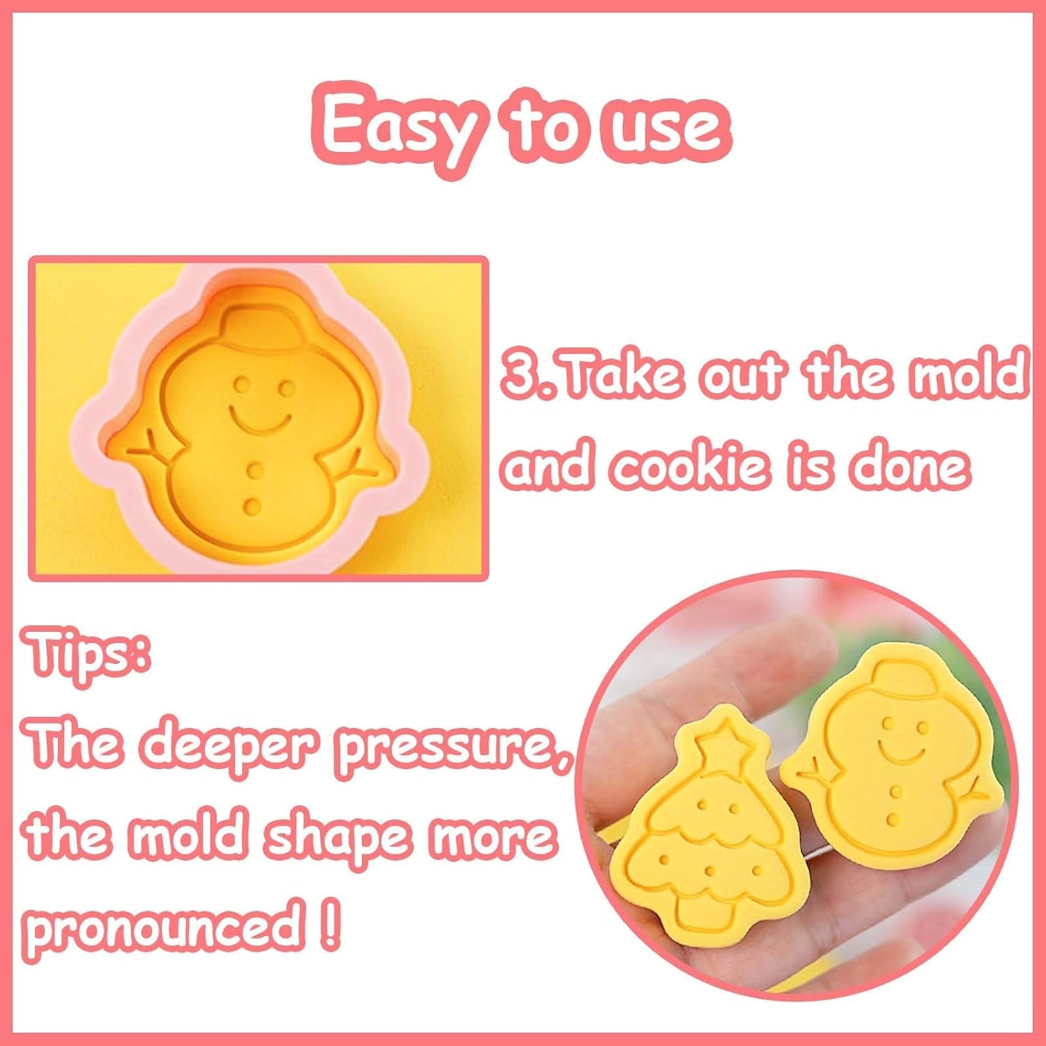 10 Piece Mini Christmas Cookie Cutters, 3D Raised Design Cookie Stamps, Mini Gingerbread, Snowflake, Snowman, Candy Baking Molds, Christmas Ornament Cookie Cutter Set(Christmas-1)