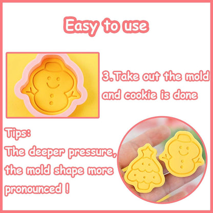 10 Piece Mini Christmas Cookie Cutters, 3D Raised Design Cookie Stamps, Mini Gingerbread, Snowflake, Snowman, Candy Baking Molds, Christmas Ornament Cookie Cutter Set(Christmas-1)