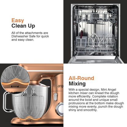 Stand Mixer,10-Speed 5QT Kitchen Electric Mixer,Tilt-Head Food Mixer with Dough Hook, Wire Whisk, Flat Beater, Stainless Steel Bowl (Champagne)
