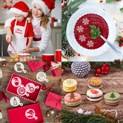 36 Pieces Reusable Christmas Cookie Cake Stencils Templates Mold Tools Cookies Baking Painting Dessert Coffee Xmas Decoration