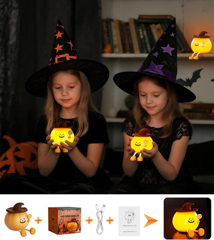 Upgraded Pumpkin Magic Night Light, Timer Function + 3-Level Brightness Adjustment Touch-Controlled Bedside Lamp, Usb-Charged Soft Silicone Children'S Nursery Night Light, Halloween Decoration & Gift