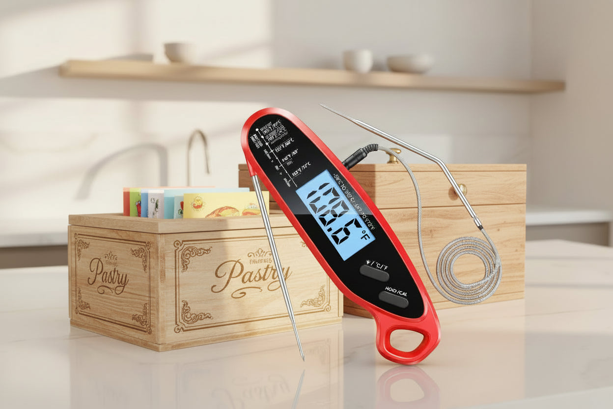 Instant Read Meat Thermometer Digital for Cooking & Grilling with Dual Probe, Kitchen Food Thermometer for Turkey Grill Smoker BBQ Oven Candy Oil Fry, Christmas Gifts Stocking Stuffers for Men