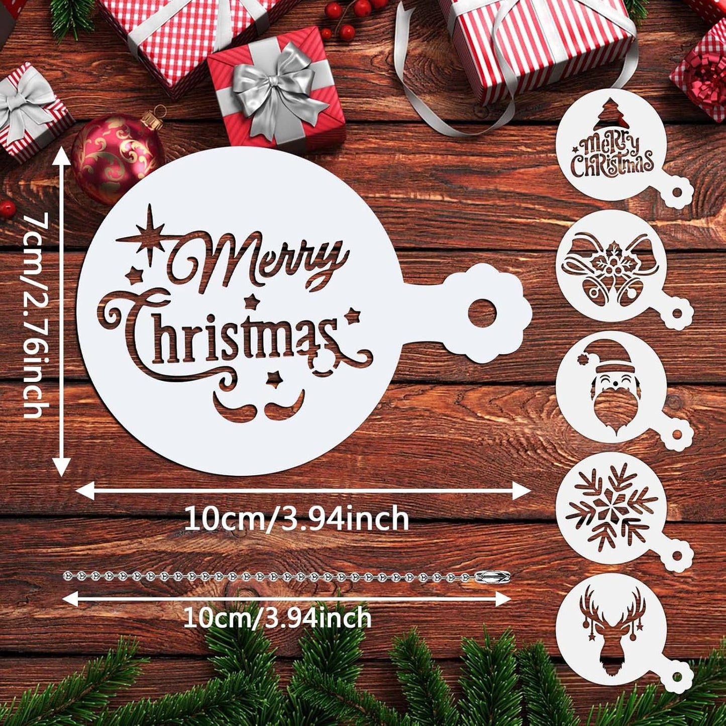 36 Pieces Reusable Christmas Cookie Cake Stencils Templates Mold Tools Cookies Baking Painting Dessert Coffee Xmas Decoration