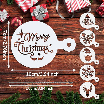36 Pieces Reusable Christmas Cookie Cake Stencils Templates Mold Tools Cookies Baking Painting Dessert Coffee Xmas Decoration